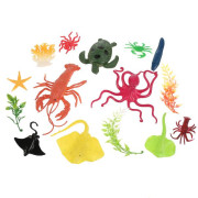 Игрушка пластизоль подводный мир (11 животных + 4 водоросли) в пак. в кор.2*72шт