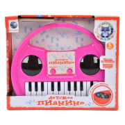 Пианино на бат., свет. 3D, звук. эффект., 13 клавиш,цвет розовый., в/к 29,5*24,5*7 см