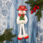 Мягкая игрушка "Снеговик в костюме с орнаментом, в шляпке" 9,5х30 см   6938920
