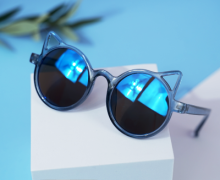 Солнцезащитные очки с чехлом &quot;Cat&quot; blue