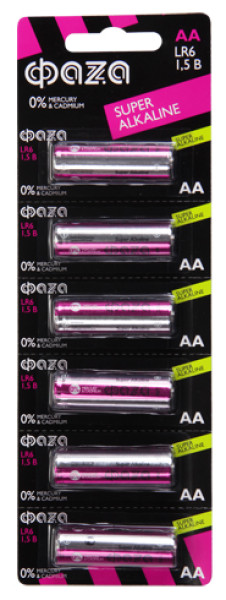 Батарейки ФАZА LR6 Super Alkaline 6BL (алкалиновые)
