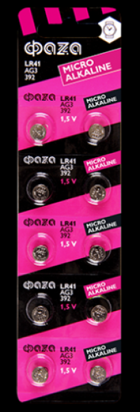 Батарейки ФАZА G3 (392, LR736, LR41) 10BL (марганцево-цинковые)