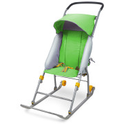 Санки - коляска УМКА 1 КОМФОРТ (зеленый) с роликами