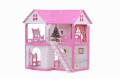 Дом для куклы "Коттедж Светлана" с мебелью (бело-розовый)