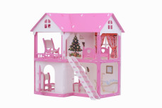 Дом для куклы "Коттедж Светлана" с мебелью (бело-розовый) в коробке