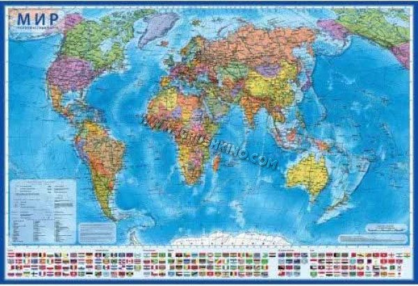 Карта настенная "Мир Политический" 1:32М