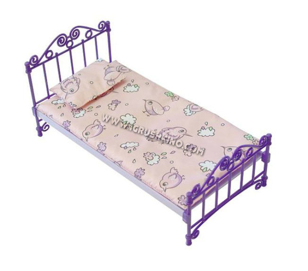 Кроватка для куклы с постельным бельем (фиолетовый)