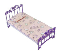 Кроватка для куклы с постельным бельем (фиолетовый) в пакете