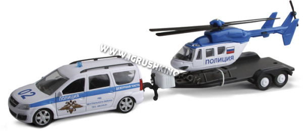 Модель "LADA LARGUS" с вертолётом, полиция 1:38