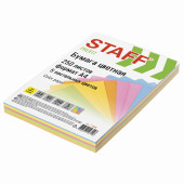 Бумага цветная STAFF Profit, А4, 80г/м, 250 л, (5цв.х50л), пастель, для офиса и дома, 110890