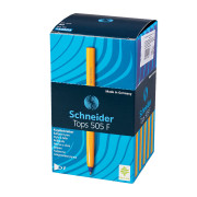 Ручка шариковая SCHNEIDER (Германия) Tops 505 F, СИНЯЯ, корпус желтый, 0,8мм, линия 0,4мм, 150503