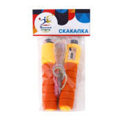 Скакалка детская Веселые старты, 2.6м, ручки ЭВА со встроенным счетчиком, цвет оранжевый, веревка пластик,  прозрачная с цветным