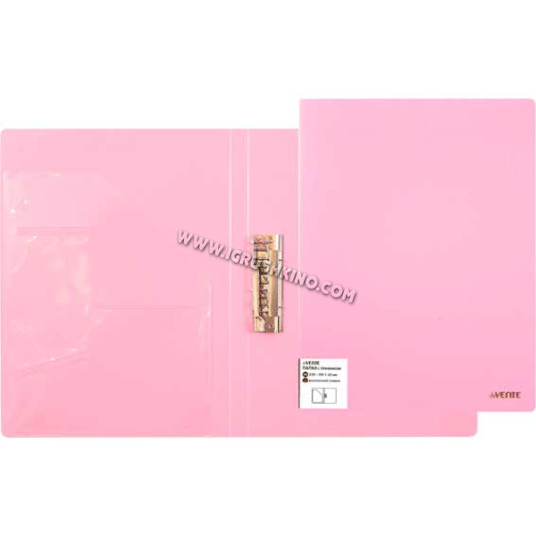 Папка с зажимом А4 deVENTE "Pastel" 3110802 650мкм фактура "песок",непрозр.розовая,внутр. карман