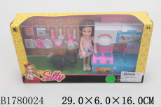 Кукла  Sally с аксессуарами: кухня, посуд, питомец, в/к, 29*6*16 см