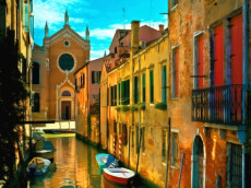 Холст с красками по номерам 22х30 см. Уютный венецианский пейзаж (Арт. HS236)
