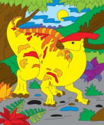Холст с красками 25х30 см. Динозавр в джунглях (Арт. Х-2568)