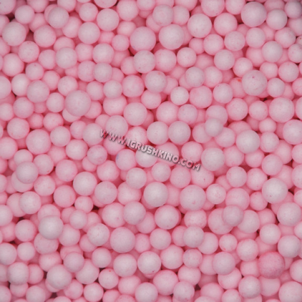 Мелкие Пенопластовые шарики для слаймов (упак. 10х15 см, Нежно-Розовые)