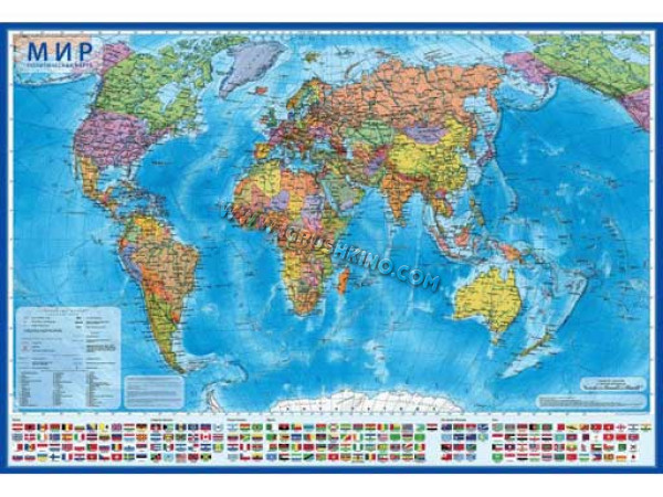 Карта настенная ГЛОБЕН "Мир Политический 1:21,5М" 157*107см КН063 лам. (интерактивная)