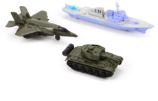 Игр.набор Военный, в комплекте: танк инерц., самолет инерц., корабль без механизма, пакет