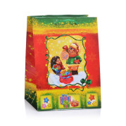 Бумажный пакет  НГ для сувенирной продукции "Медведь и Ежик XS"