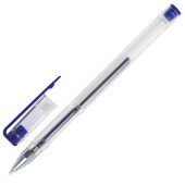 Ручка гелевая STAFF Basic, СИНЯЯ, корпус прозрачный, хром. детали, узел 0,5 мм, линия 0,35 мм
