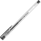 Ручка гелевая STAFF Basic, ЧЕРНАЯ, корпус прозрачный, хром. детали, узел 0,5 мм, линия 0,35 мм