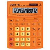 Калькулятор настольный STAFF STF-888-12-RG (200х150мм) 12 разр., двойное питание, ОРАНЖЕВЫЙ, 250453