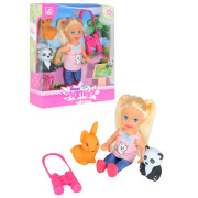 Кукла в зоопарке с животными и биноклем в комплекте, в/к 13,5*4,9*16,5 см