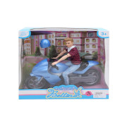 Кукла-мальчик с шарнирными руками и ногами, с шлемом, на мотоцикле, 35*11*33 см