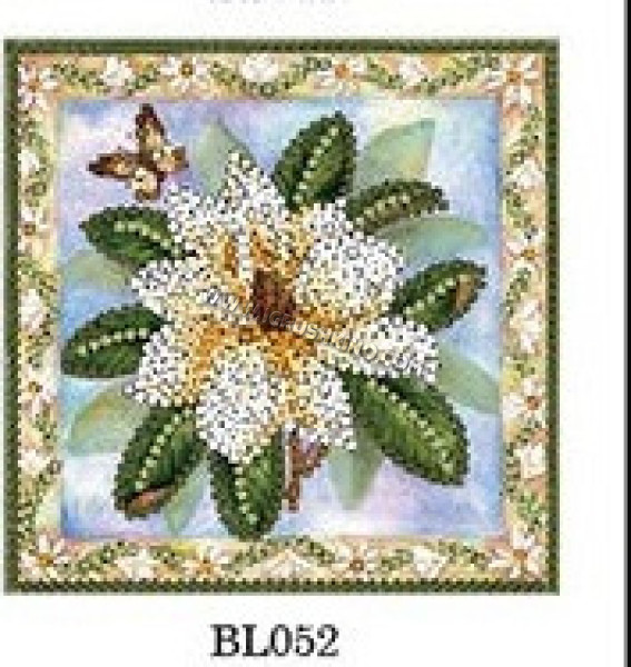 Набор для вышивания бисером 15x15см(частичное заполн.,канва с рис)  Цветок и бабочка. Арт. BL052