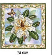 Н-р для вышивания бисером 15x15см(частичное заполн.,канва с рис)  Цветок и бабочка. Арт. BL052