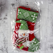 Носок для подарков &quot;Подарочек&quot; 18,5*26 см, снеговик зелёный