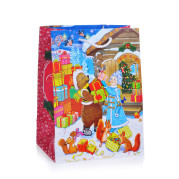 Бумажный пакет "Зверята и снегурка" для сувенирной продукции