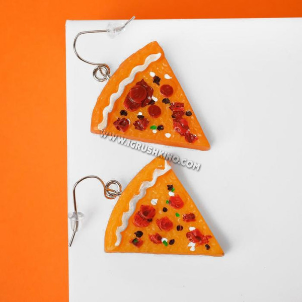 Серьги пластик "Вкусности" пицца, цвет оранжево-красный 5393236