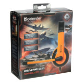Наушники Defender Warhead G-120, игровые,полноразмерные,микрофон, 3.5мм, 2 м,чёрно-оранжевые 2483706
