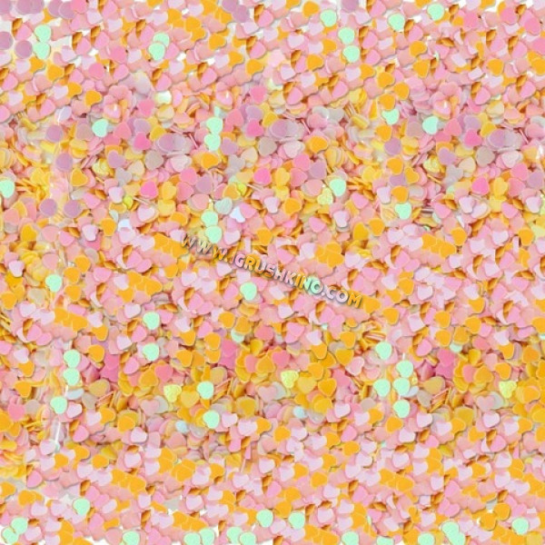 Добавка для слаймов - Посыпка голографическая 10 г - Сердечки персиковые