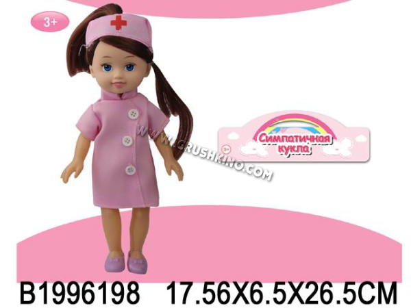 Кукла (25см) "Симпатичная кукла. Медсестра"  (звук, бат. 2*AG13 в компл) в пакете (Арт. 1996198)