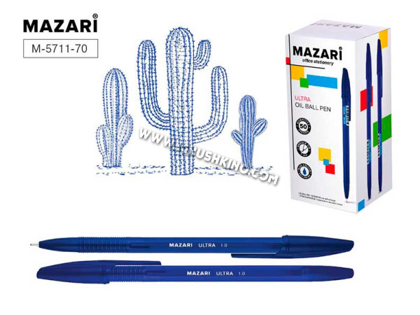 Ручка масл. шар. MAZARI "Ultra" M-5711-70 синяя, игольчатый узел 1,0мм, цв.пластик.корп.