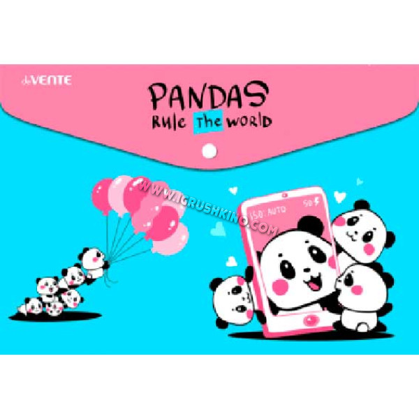 _Папка-конверт на кнопке А5 deVENTE "Pandas rule the world" 3071033 непрозр.с рис.,150мкм
