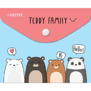 Папка-конверт на кнопке А6 (170*140мм) deVENTE &quot;Teddy family&quot; 3071506 непрозр.с рис.,150мкм