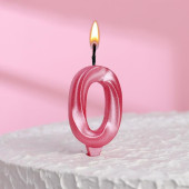 Свеча в торт "Грань", цифра "0", розовый металлик 6536339