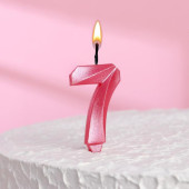 Свеча в торт "Грань", цифра "7", розовый металлик 6536346