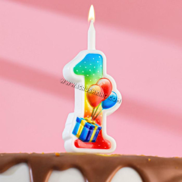 Свеча для торта цифра "Подарок"  1 4237769
