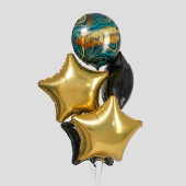 Букет из фольгированных шаров "С Днем Рождения. Мрамор" набор 5 шт., цвет черный, золото 5099686