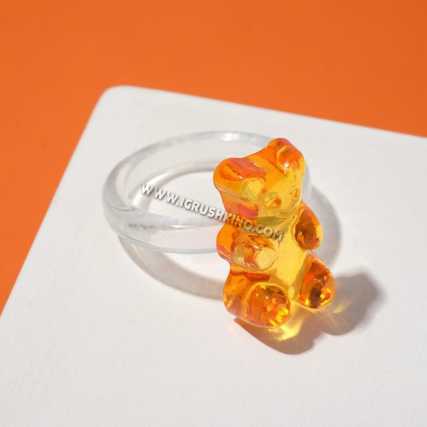 Кольцо "Мармеладный мишка", цвет оранжевый, размер 16    6961487
