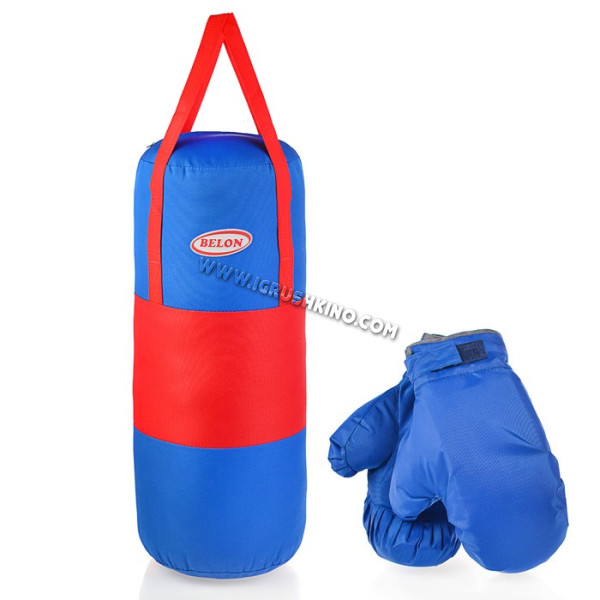 Набор для бокса: груша 60х25см с перчатками. Цвет красный+синий, ткань "Оксфорд"