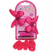 Аксессуары для волос детские "Little Lady- Бабочки", 3 цвета, (2 краба, 5 резинок, 2 заколки)