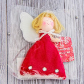Мягкая подвеска "Ангел - девочка в платье со снежинкой" 11 см красный 2131265