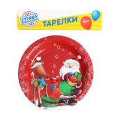 Тарелка бумажная "Дед Мороз с подарками" набор 6 шт   4309534