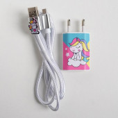 Набор кабель USB + штекер "Единорог", 14,1 х 17,1 см  4625723